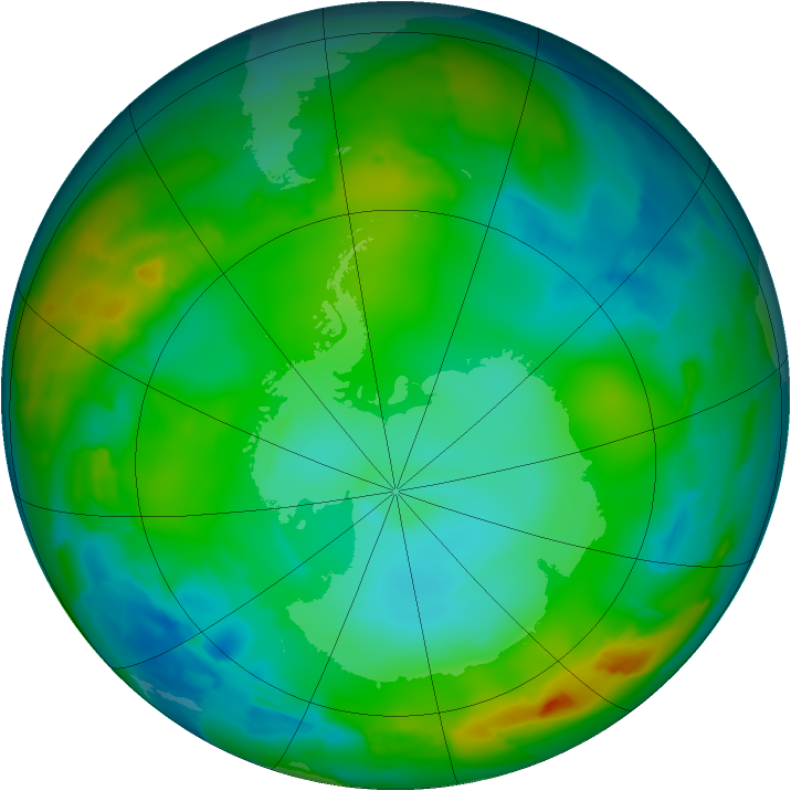 Antarctic ozone map for 14 July 2012